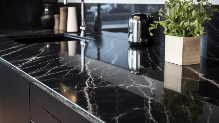 Столешница из мрамора Black Marquina (Блэк Маркина)
